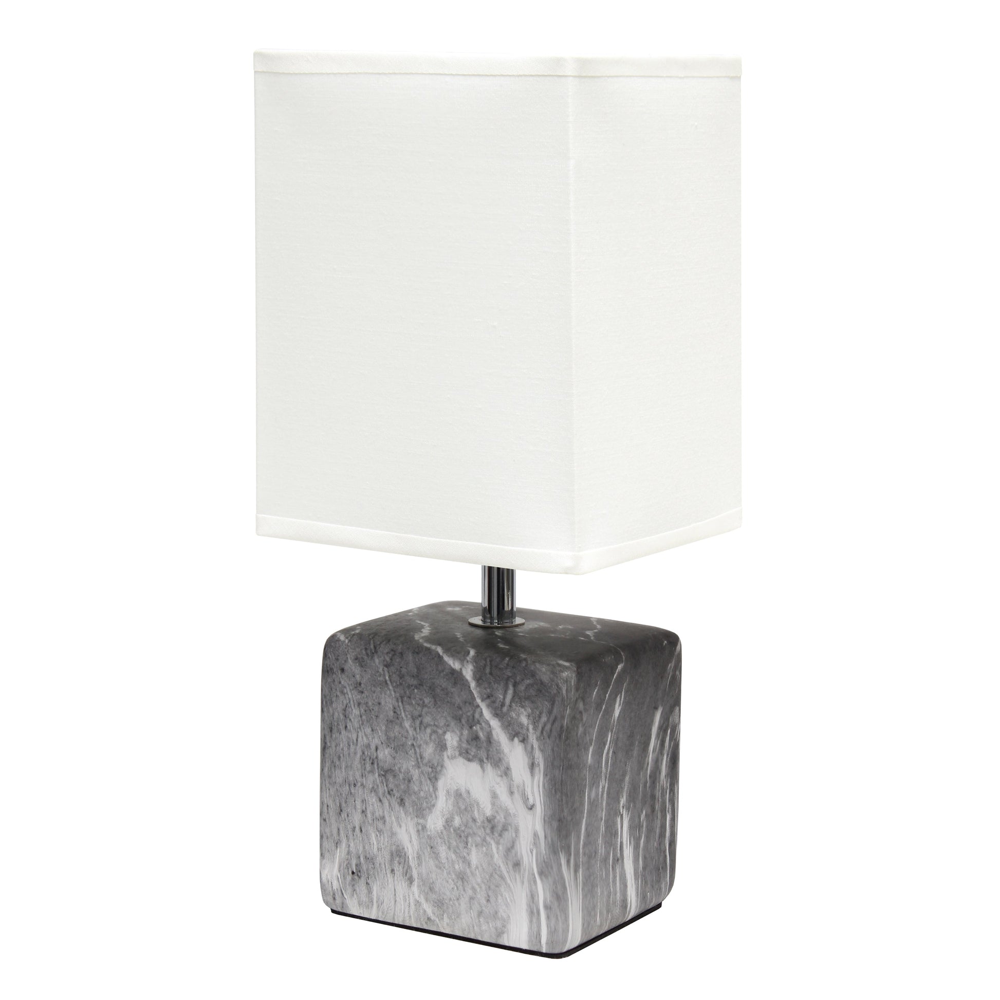 All The Rages Simple Designs Black Marbled Ceramic Table Lamp With White Fabric Shade