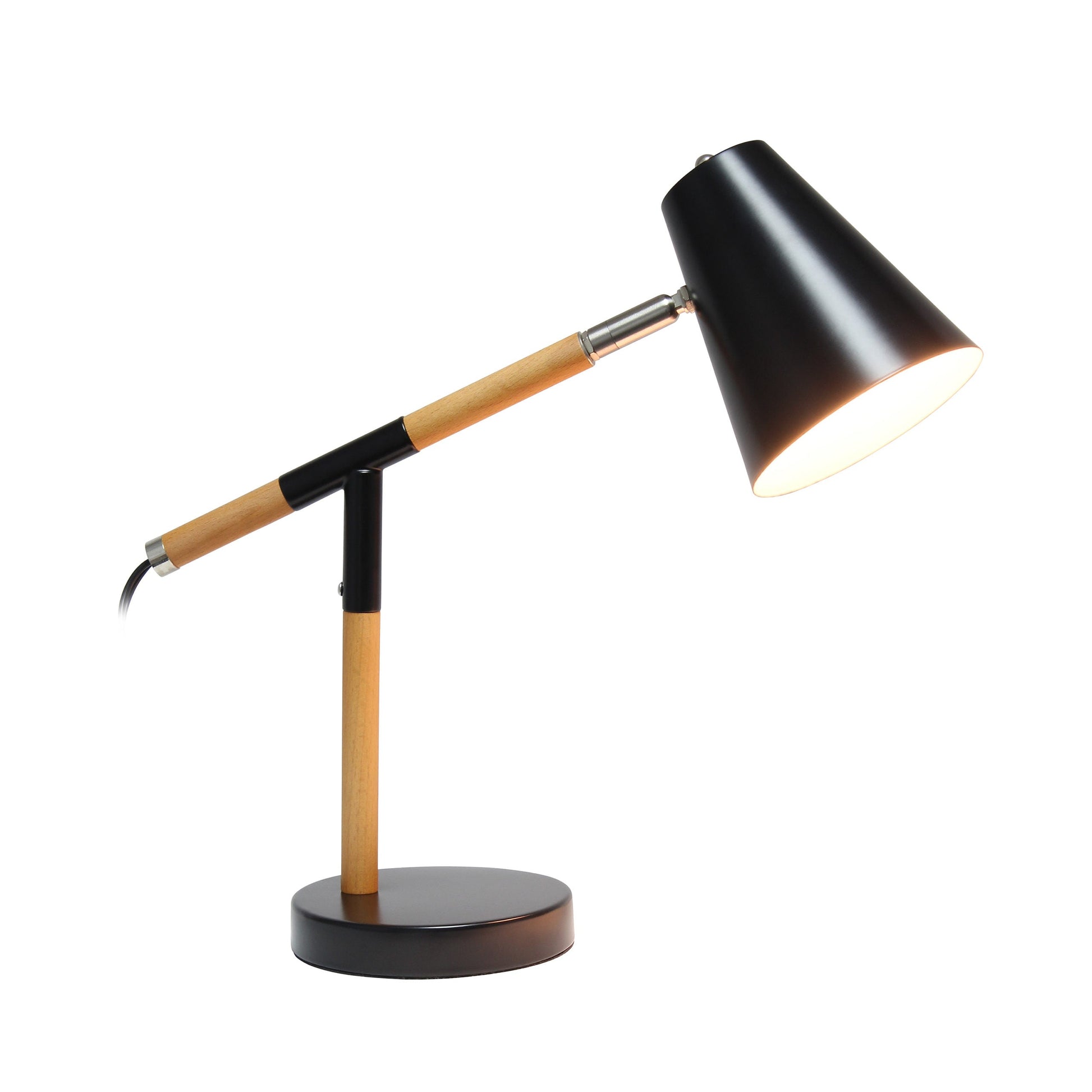 All The Rages Simple Designs Black Matte & Wooden Pivot Desk Lamp