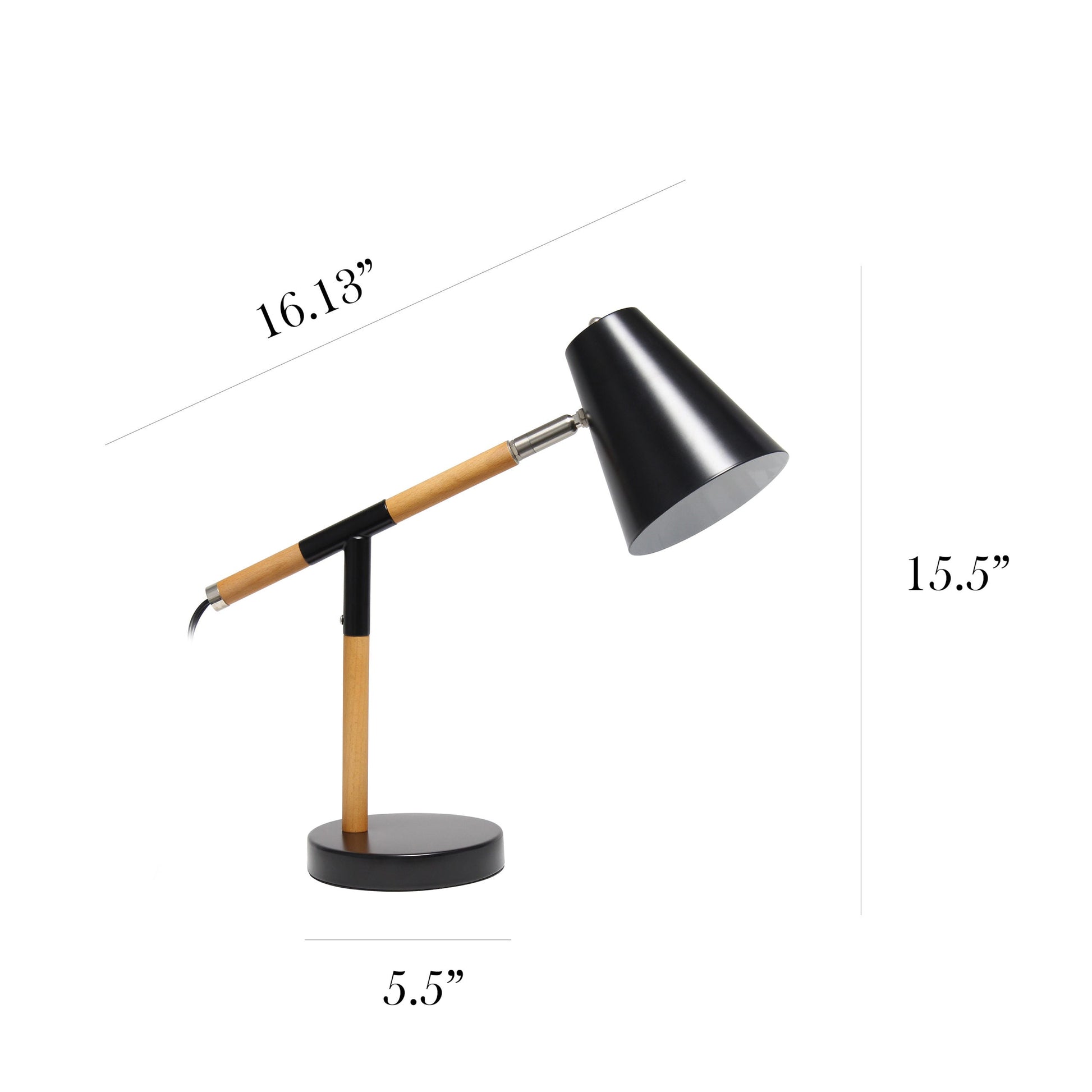 All The Rages Simple Designs Black Matte & Wooden Pivot Desk Lamp