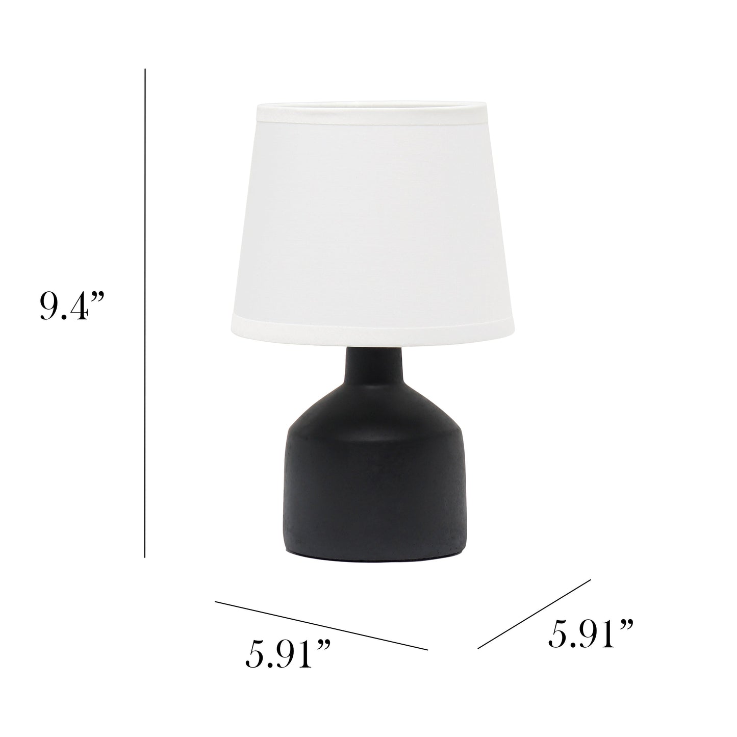All The Rages Simple Designs Black Mini Bocksbeutal Concrete Table Lamp