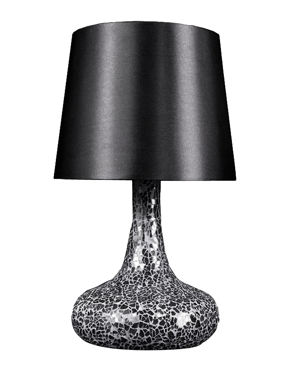 All The Rages Simple Designs Black Mosaic Tiled Glass Genie Table Lamp With Black Fabric Shade
