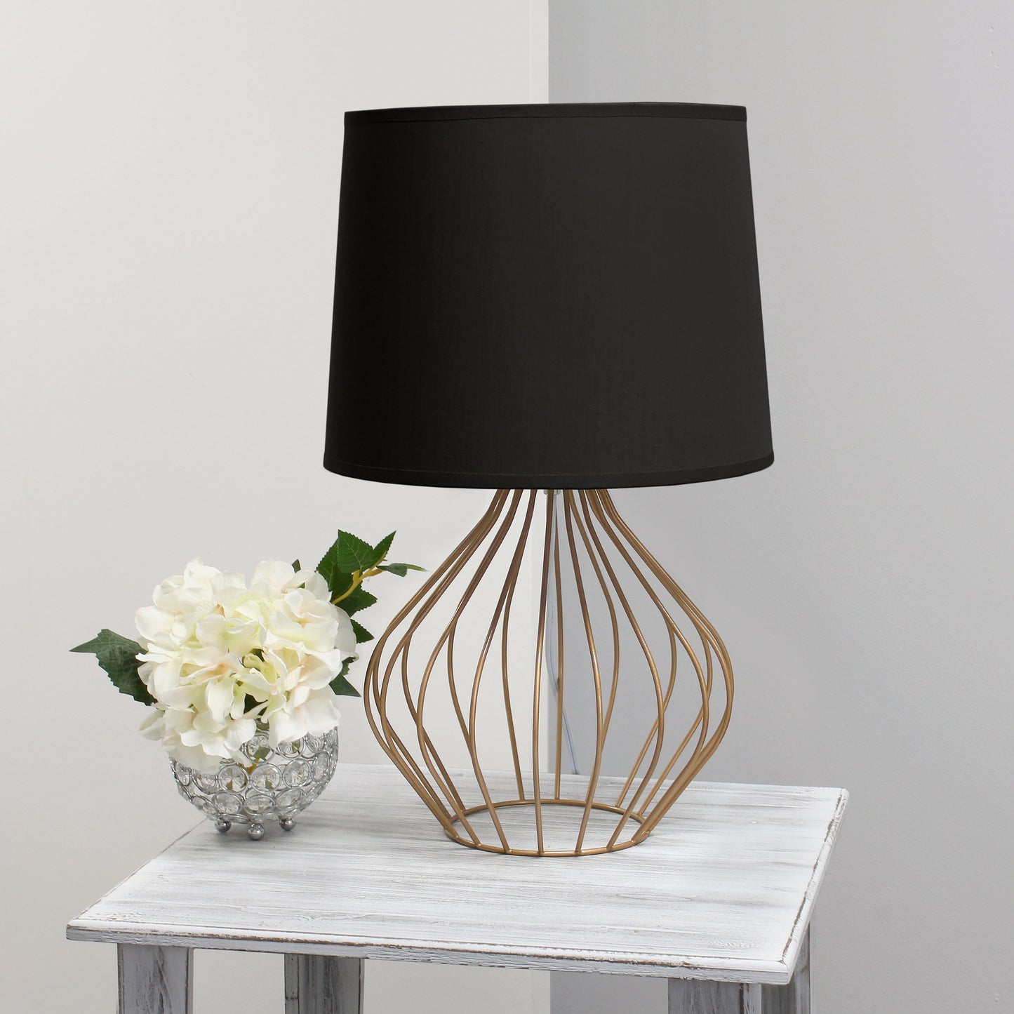 All The Rages Simple Designs Black On Copper Geometrically Wired Table Lamp