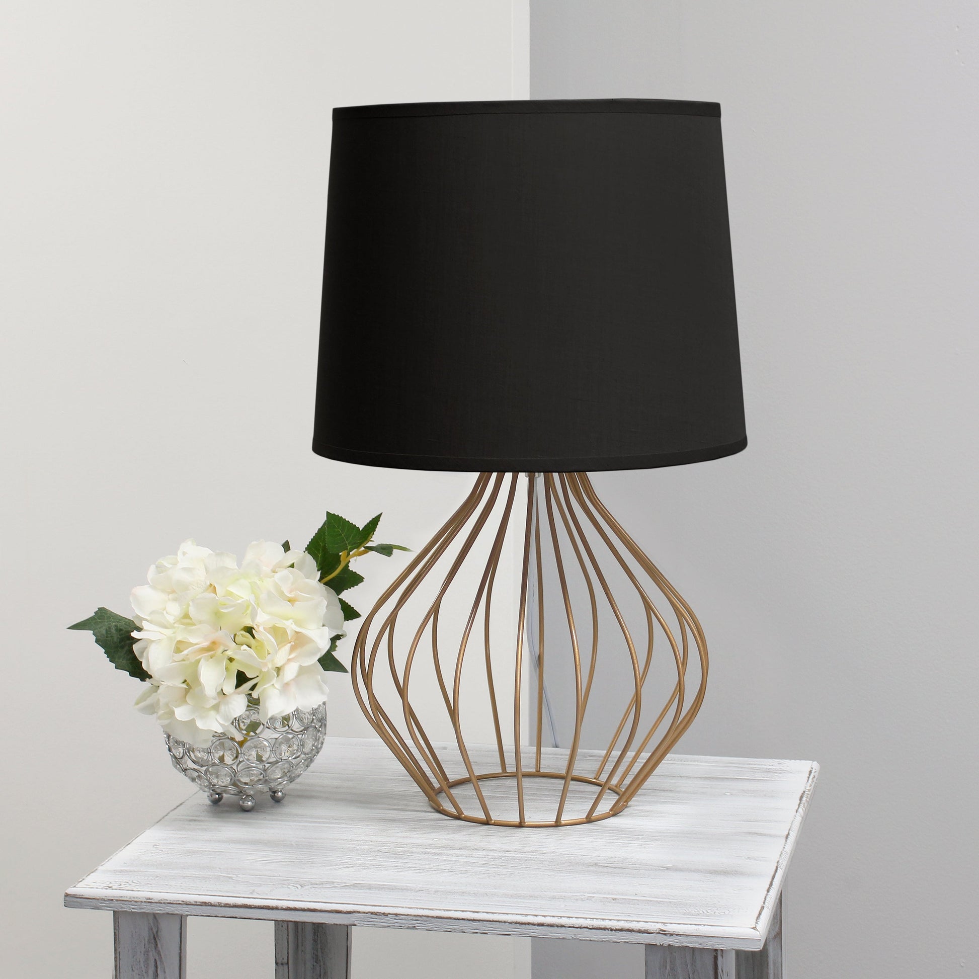All The Rages Simple Designs Black On Copper Geometrically Wired Table Lamp