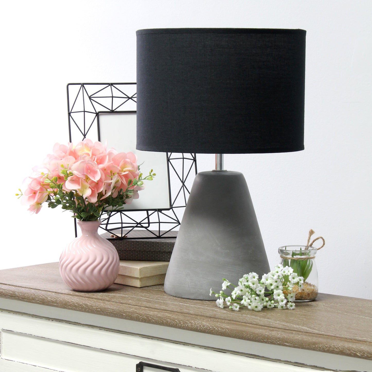 All The Rages Simple Designs Black Pinnacle Concrete Table Lamp