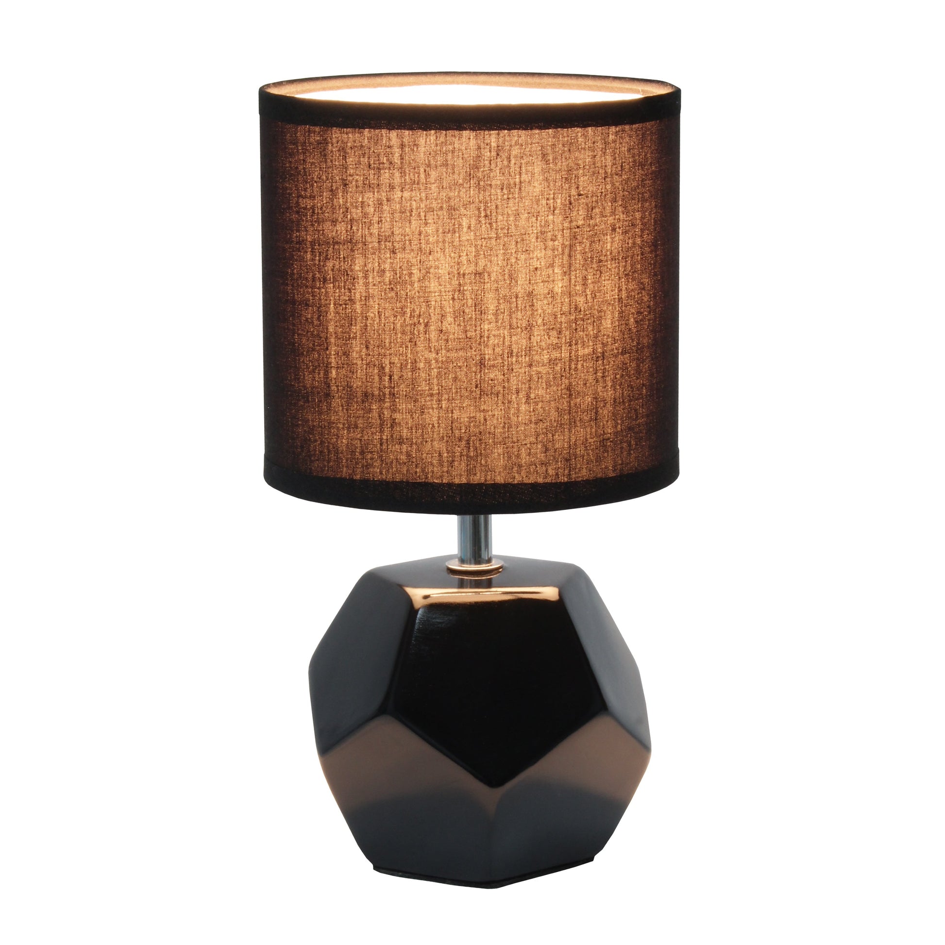 All The Rages Simple Designs Black Round Prism Mini Table Lamp With Matching Fabric Shade