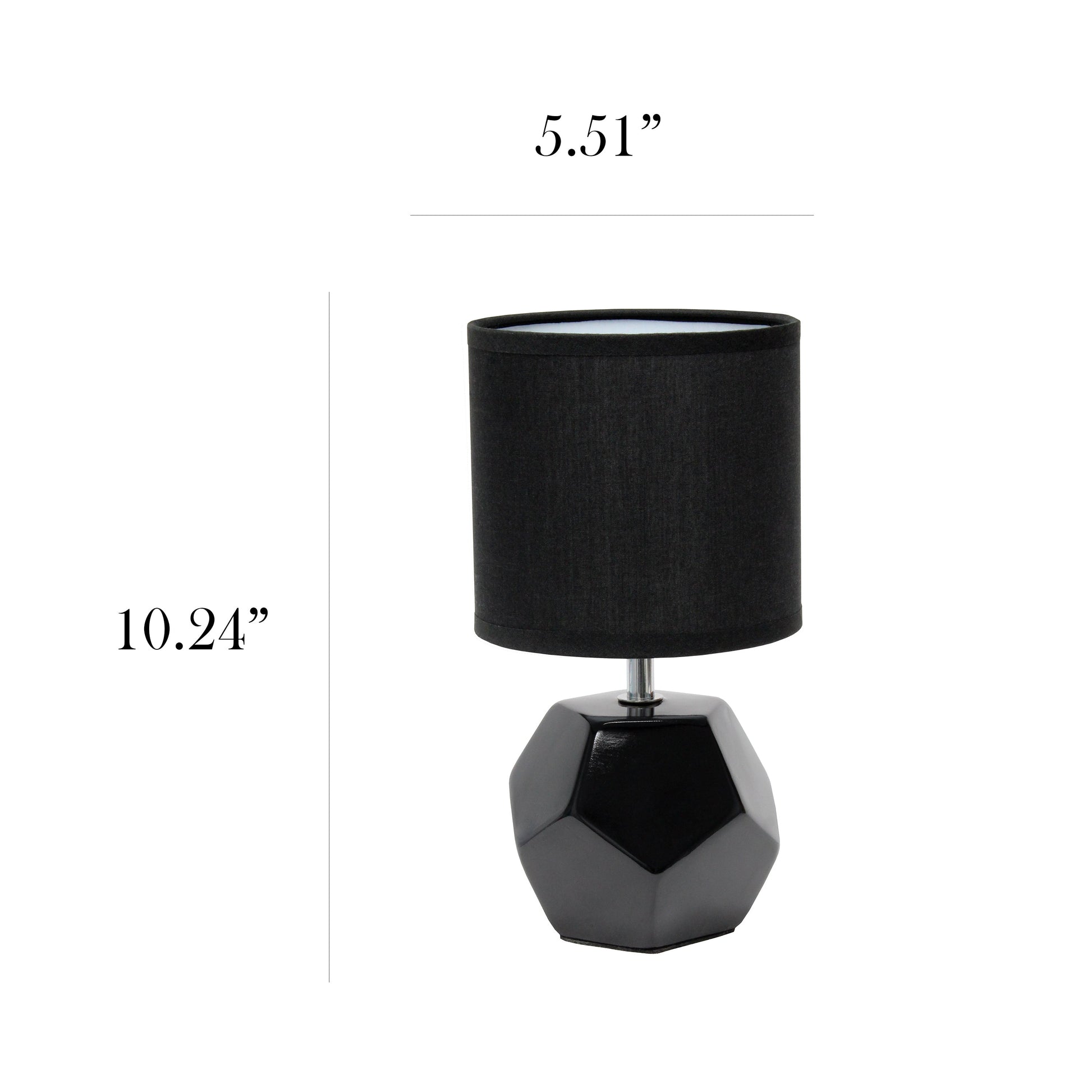 All The Rages Simple Designs Black Round Prism Mini Table Lamp With Matching Fabric Shade