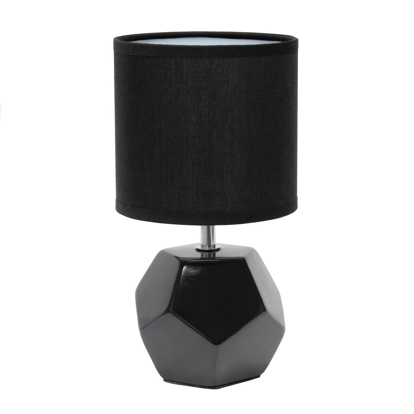 All The Rages Simple Designs Black Round Prism Mini Table Lamp With Matching Fabric Shade