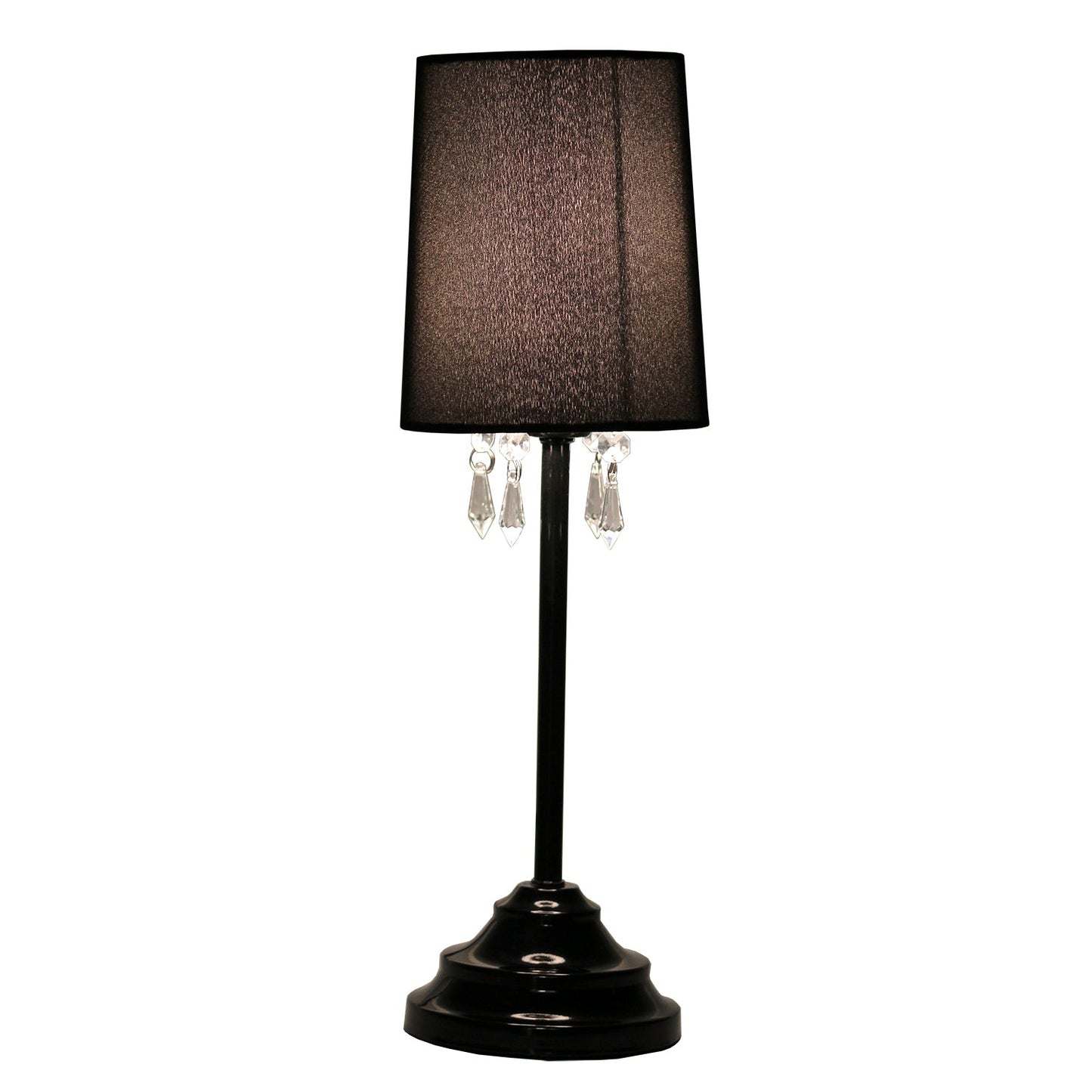 All The Rages Simple Designs Black Table Lamp With Fabric Shade & Hanging Acrylic Beads