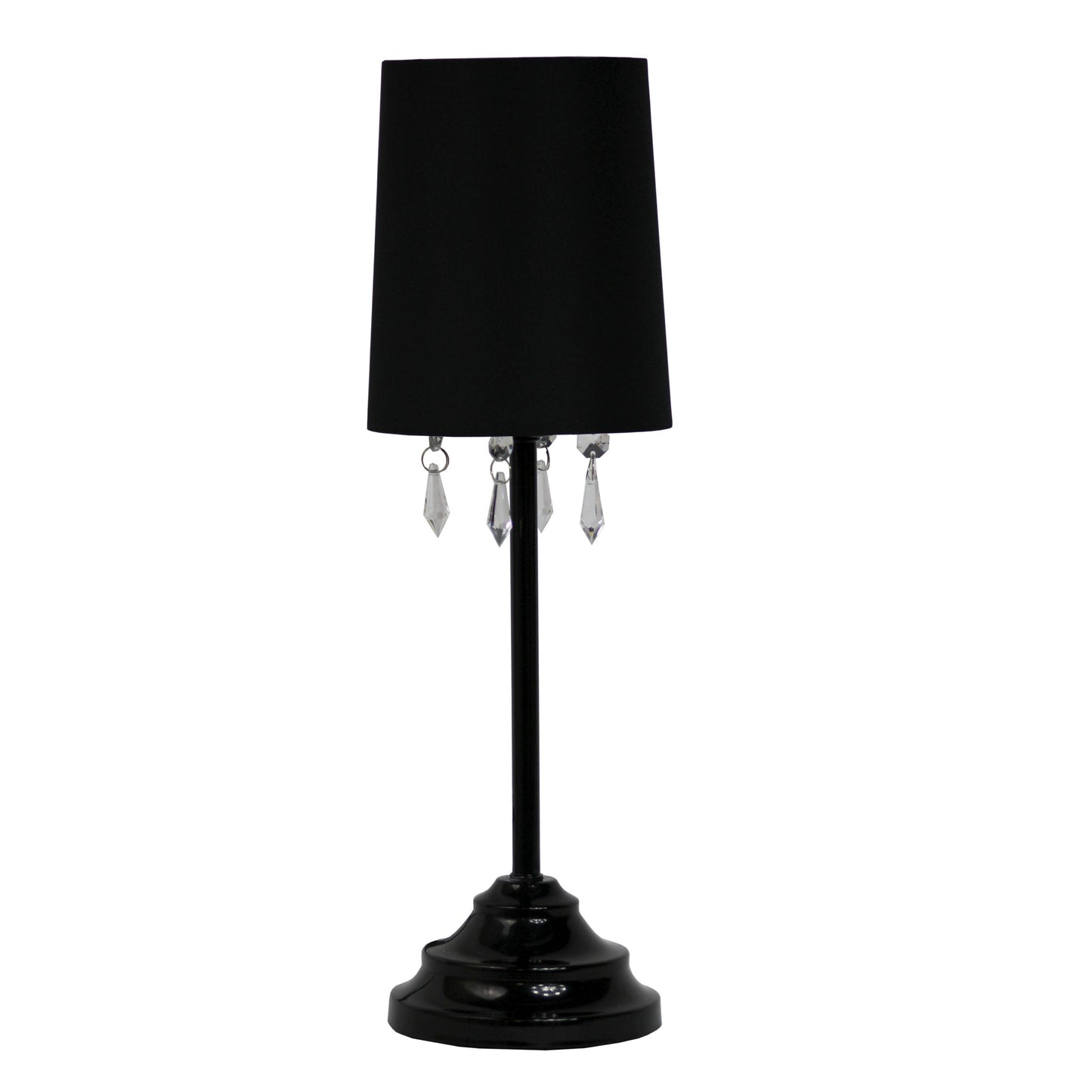All The Rages Simple Designs Black Table Lamp With Fabric Shade & Hanging Acrylic Beads