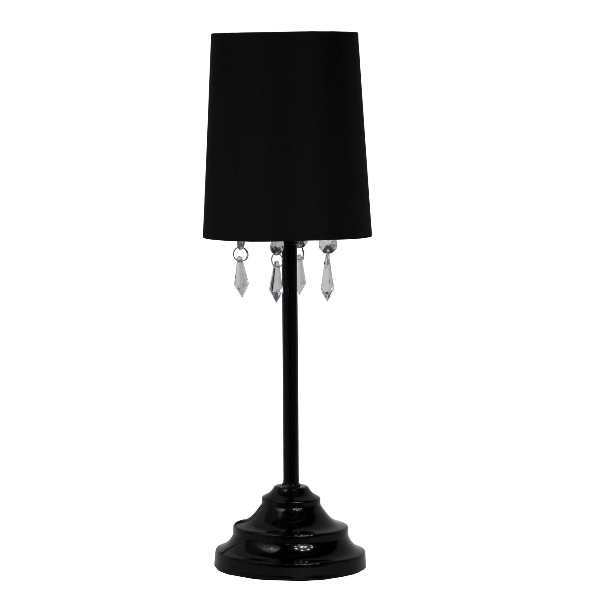 All The Rages Simple Designs Black Table Lamp With Fabric Shade & Hanging Acrylic Beads