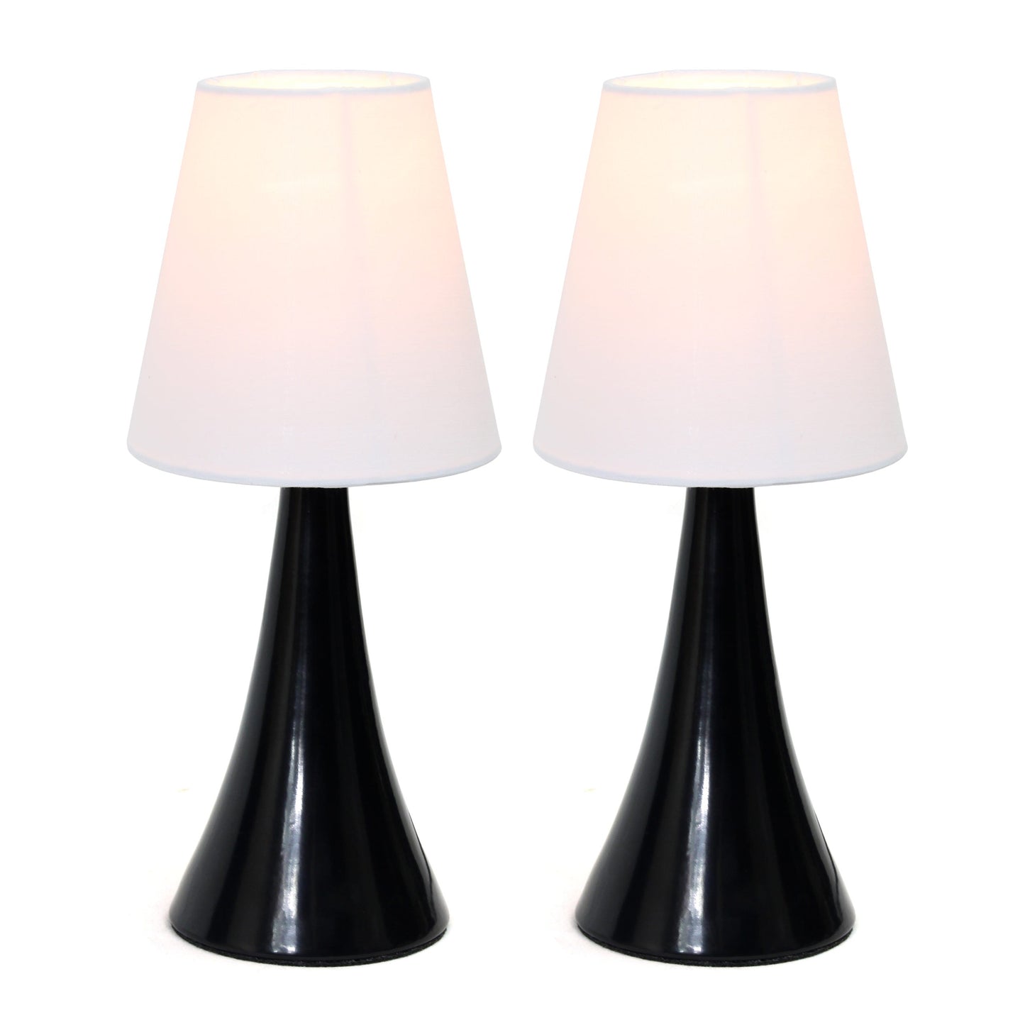 All The Rages Simple Designs Black Valencia 2-Pack Mini Table Lamp Set With Fabric Shades