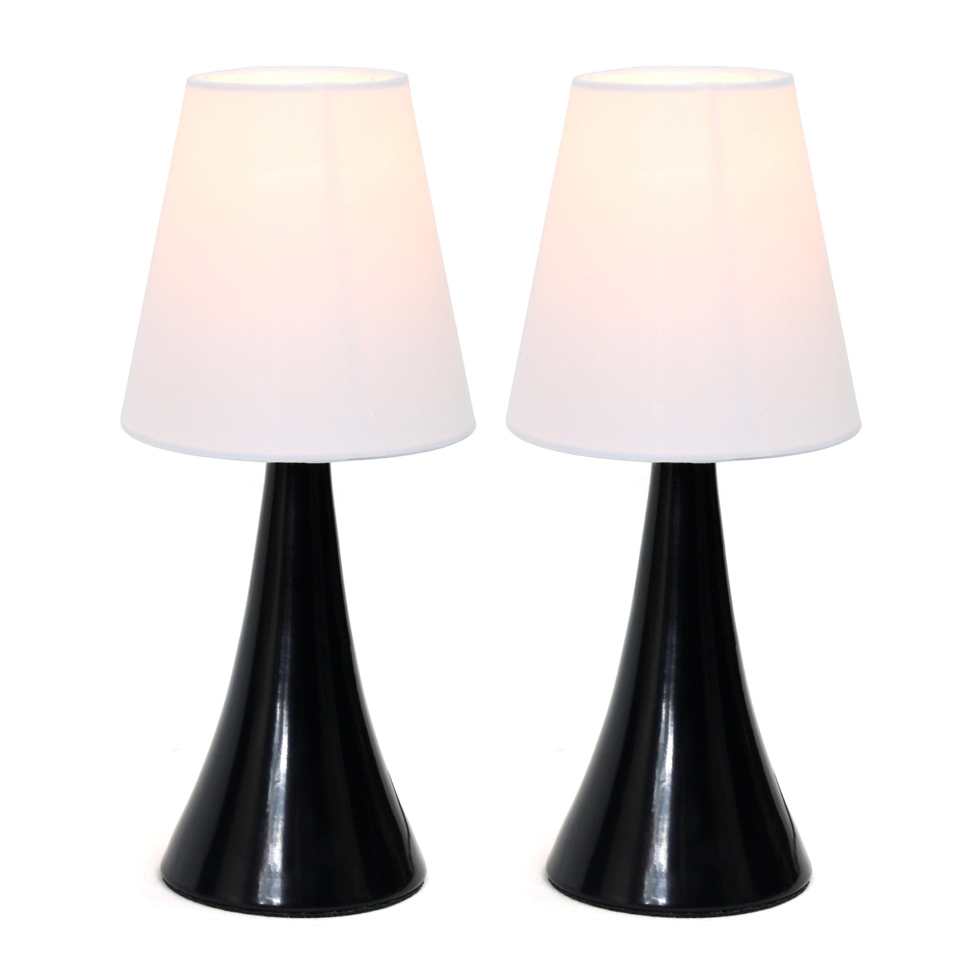 All The Rages Simple Designs Black Valencia 2-Pack Mini Table Lamp Set With Fabric Shades