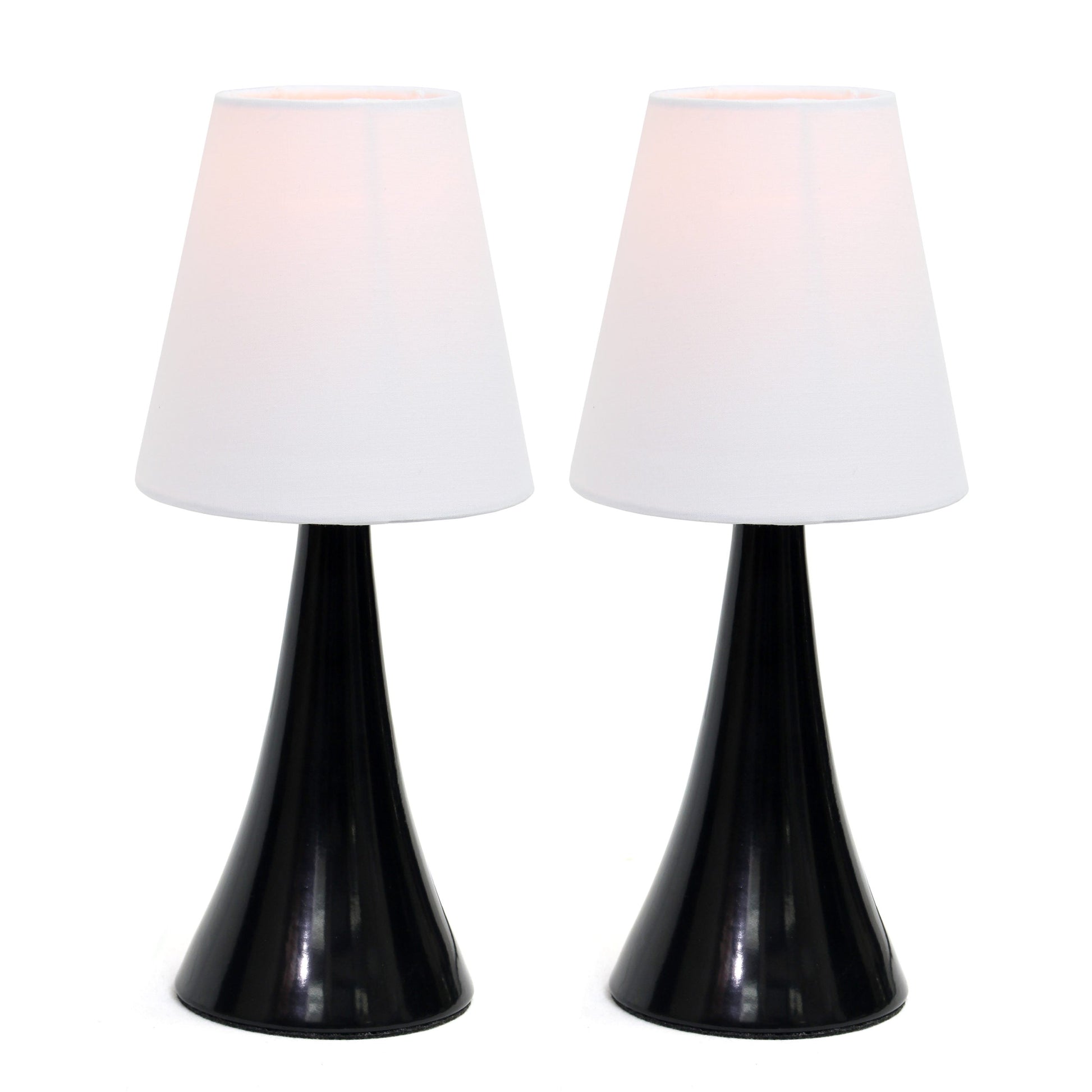 All The Rages Simple Designs Black Valencia 2-Pack Mini Table Lamp Set With Fabric Shades