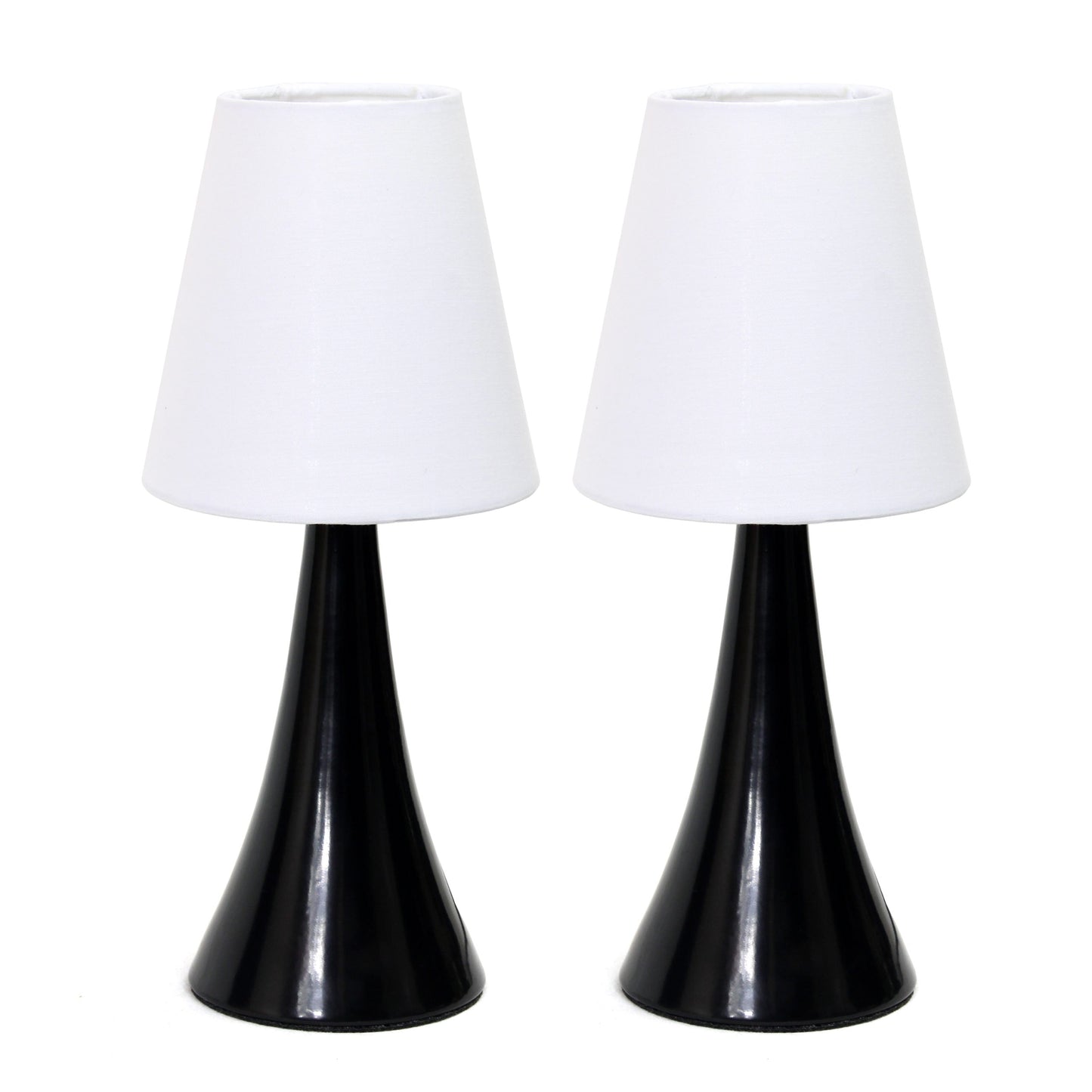 All The Rages Simple Designs Black Valencia 2-Pack Mini Table Lamp Set With Fabric Shades
