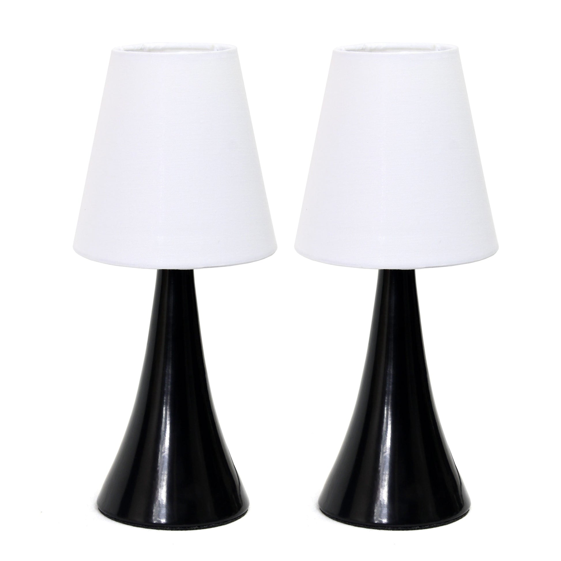 All The Rages Simple Designs Black Valencia 2-Pack Mini Table Lamp Set With Fabric Shades