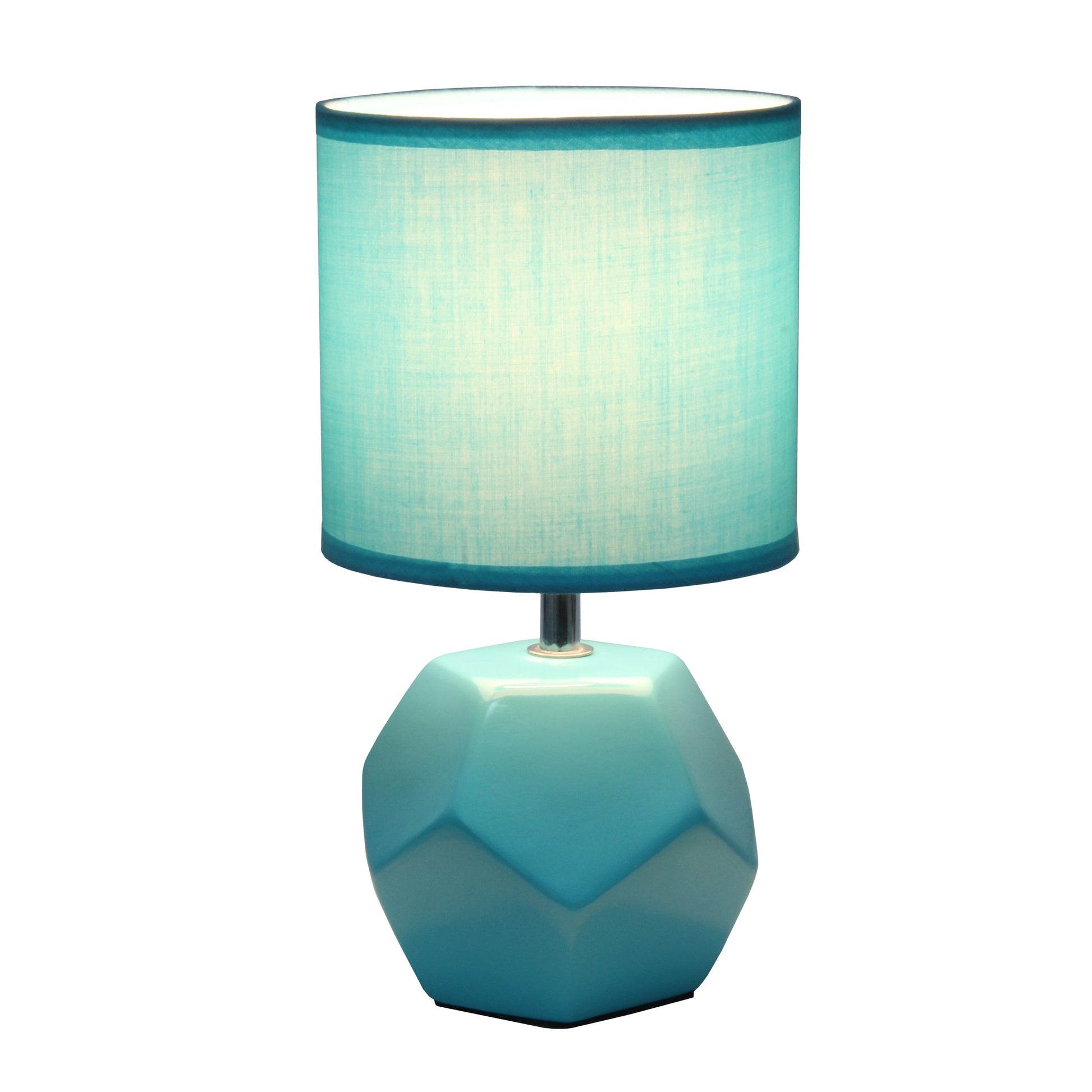 All The Rages Simple Designs Blue Round Prism Mini Table Lamp With Matching Fabric Shade