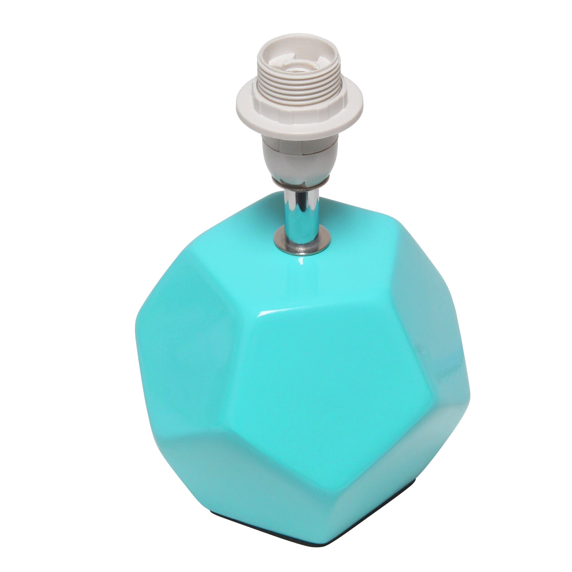 All The Rages Simple Designs Blue Round Prism Mini Table Lamp With Matching Fabric Shade