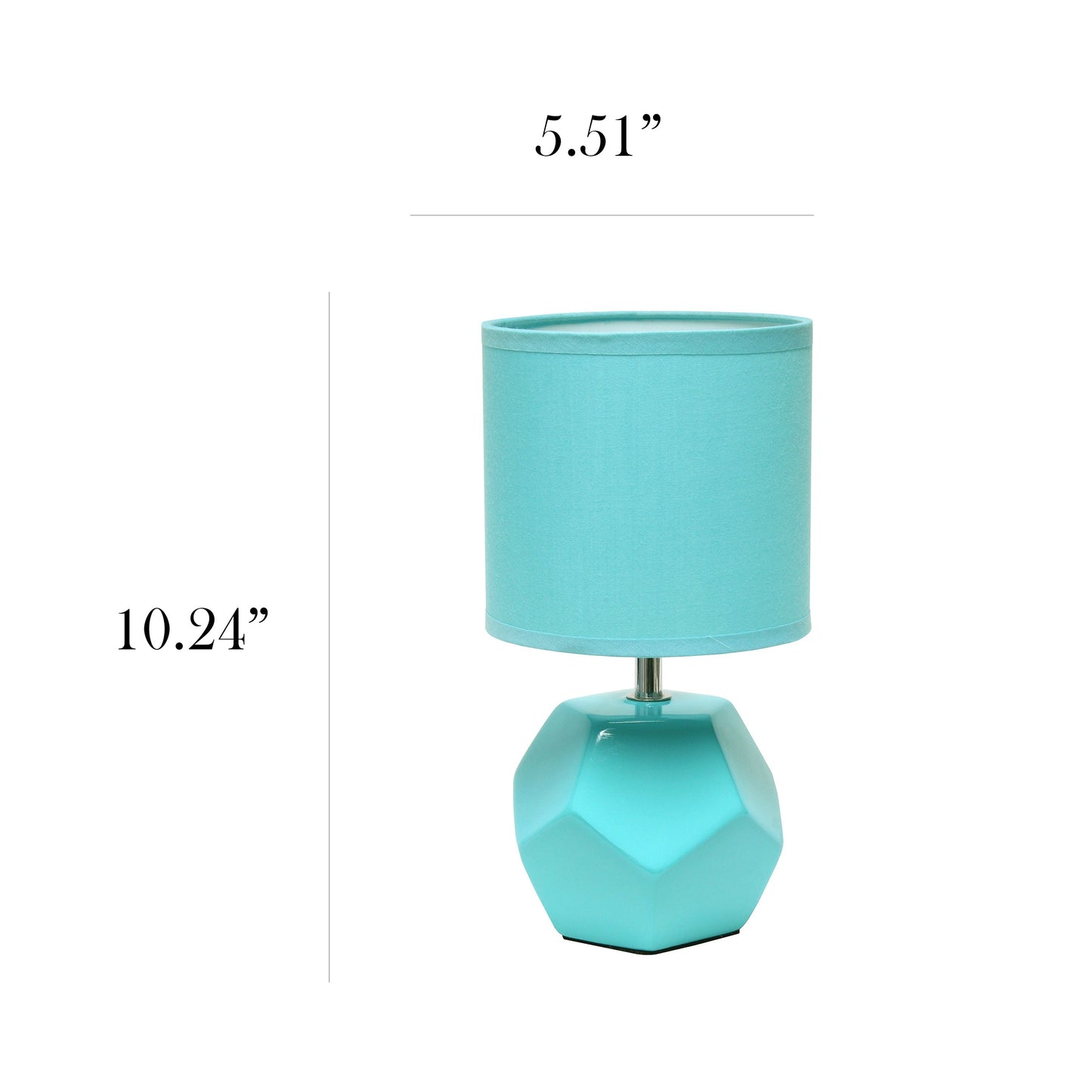 All The Rages Simple Designs Blue Round Prism Mini Table Lamp With Matching Fabric Shade
