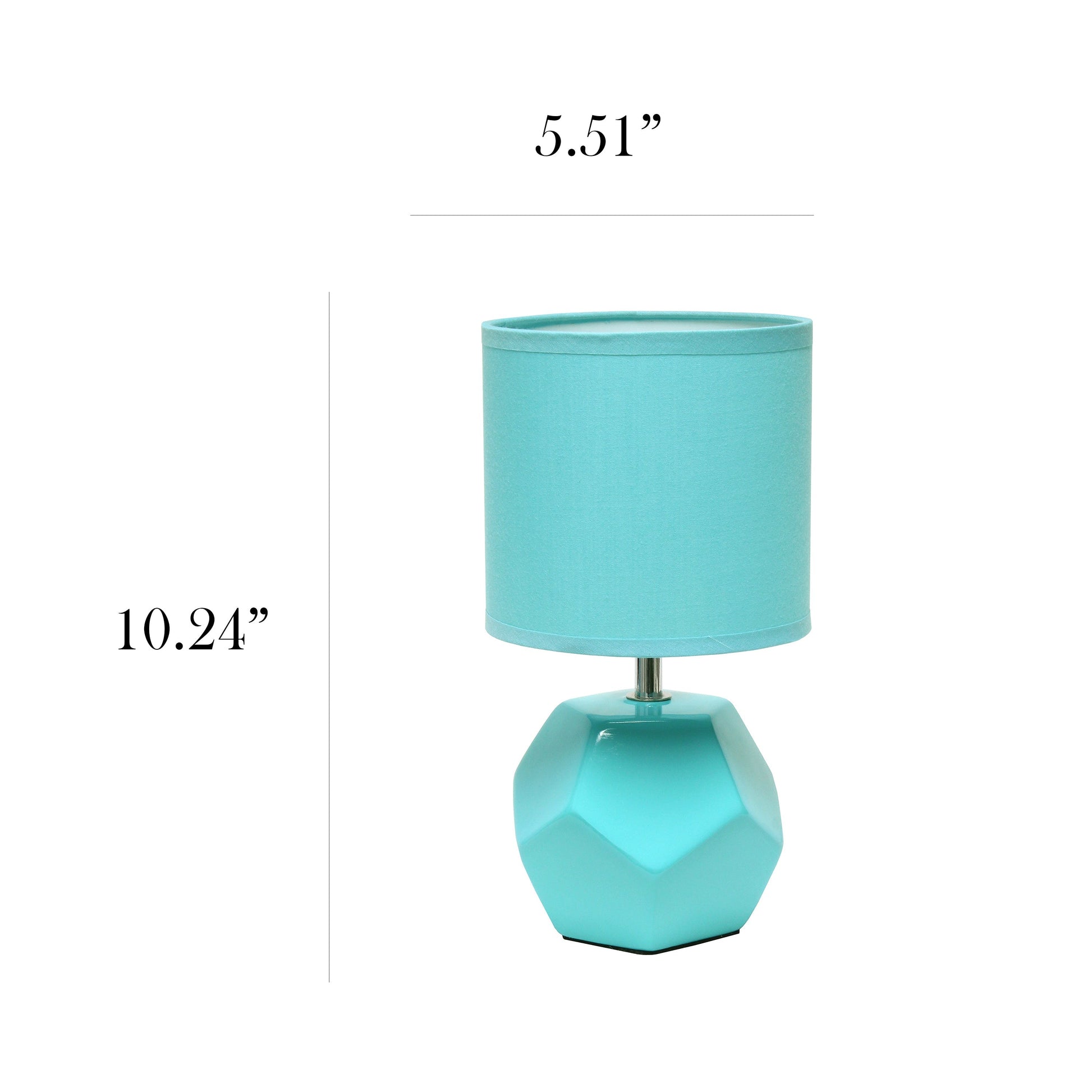 All The Rages Simple Designs Blue Round Prism Mini Table Lamp With Matching Fabric Shade