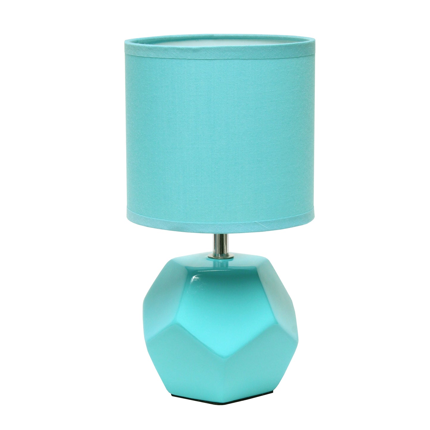 All The Rages Simple Designs Blue Round Prism Mini Table Lamp With Matching Fabric Shade