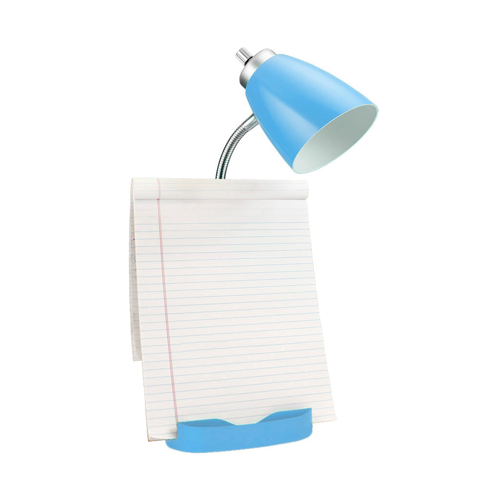 All The Rages Simple Designs Blue Semi-Flexible Desk Lamp With iPad Tablet Stand Book Holder & USB Charging Outlet