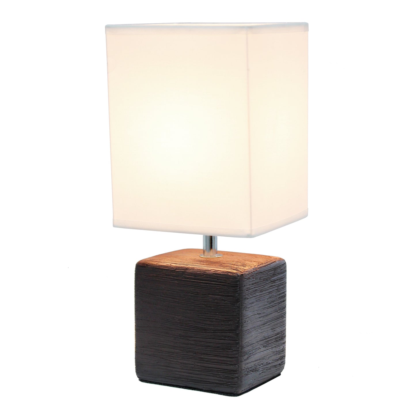 All The Rages Simple Designs Brown Petite Faux Stone Table Lamp With White Fabric Shade