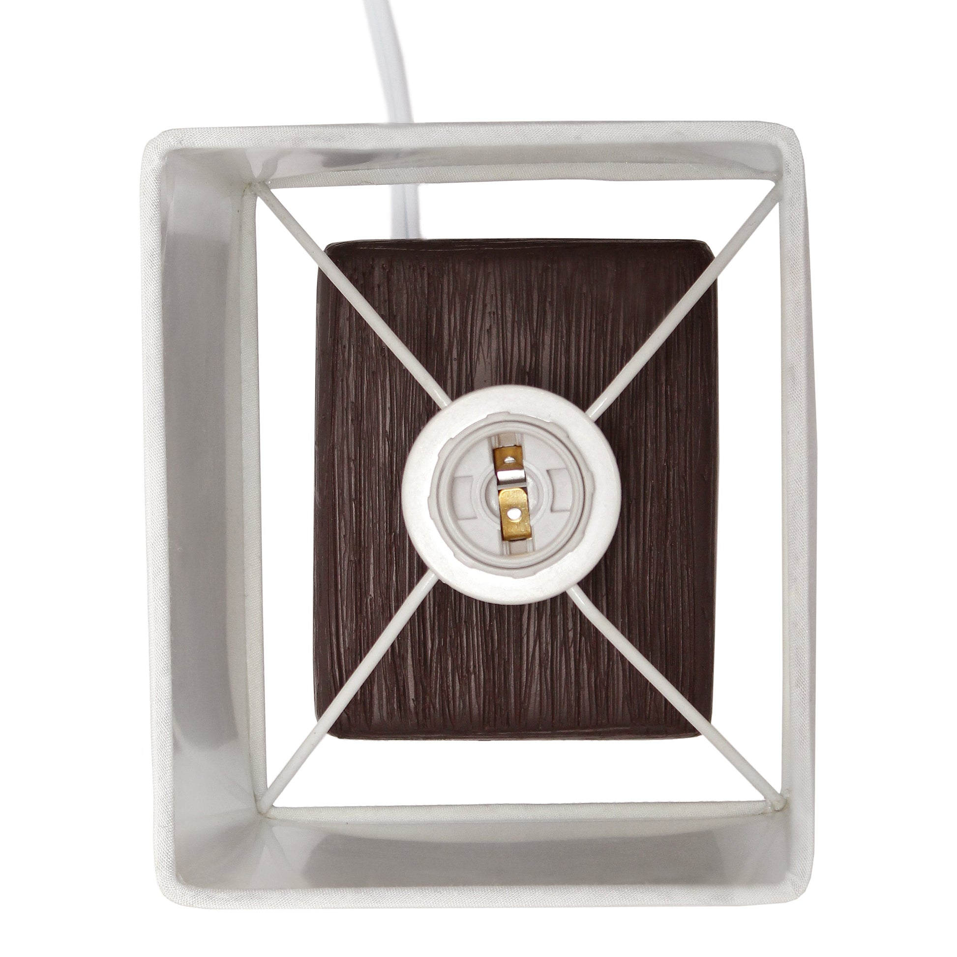 All The Rages Simple Designs Brown Petite Faux Stone Table Lamp With White Fabric Shade