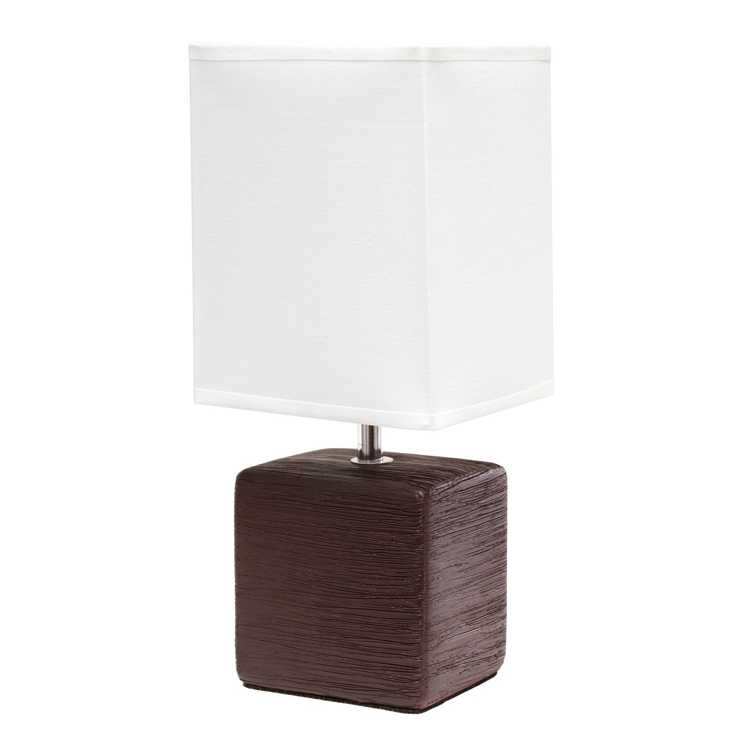 All The Rages Simple Designs Brown Petite Faux Stone Table Lamp With White Fabric Shade