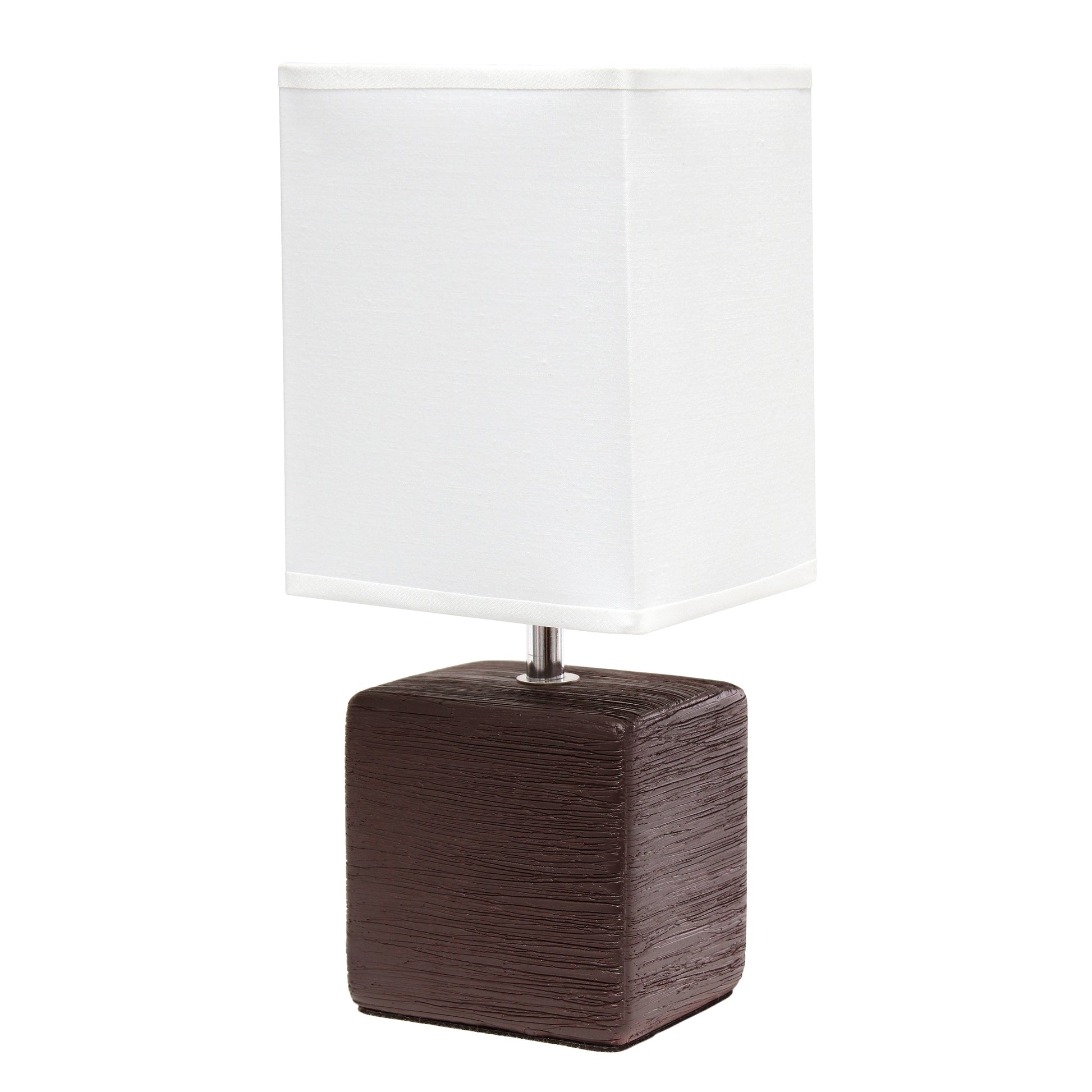 All The Rages Simple Designs Brown Petite Faux Stone Table Lamp With White Fabric Shade