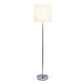 All The Rages Simple Designs Brushed NIckel Drum Shade & White Finish Floor Lamp