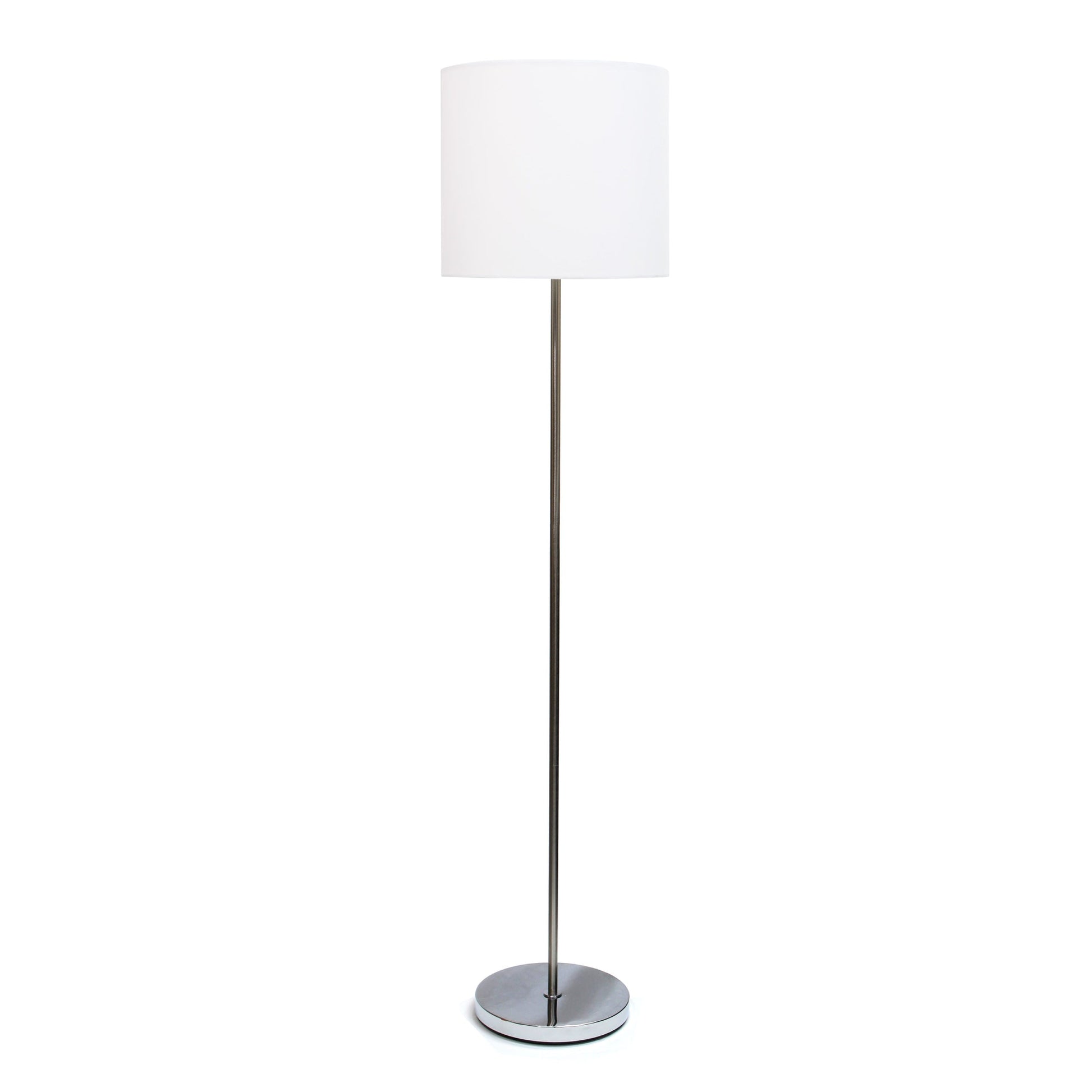 All The Rages Simple Designs Brushed NIckel Drum Shade & White Finish Floor Lamp