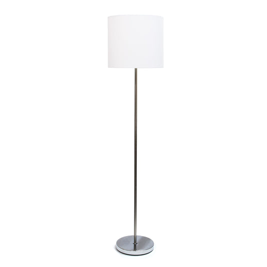 All The Rages Simple Designs Brushed NIckel Drum Shade & White Finish Floor Lamp