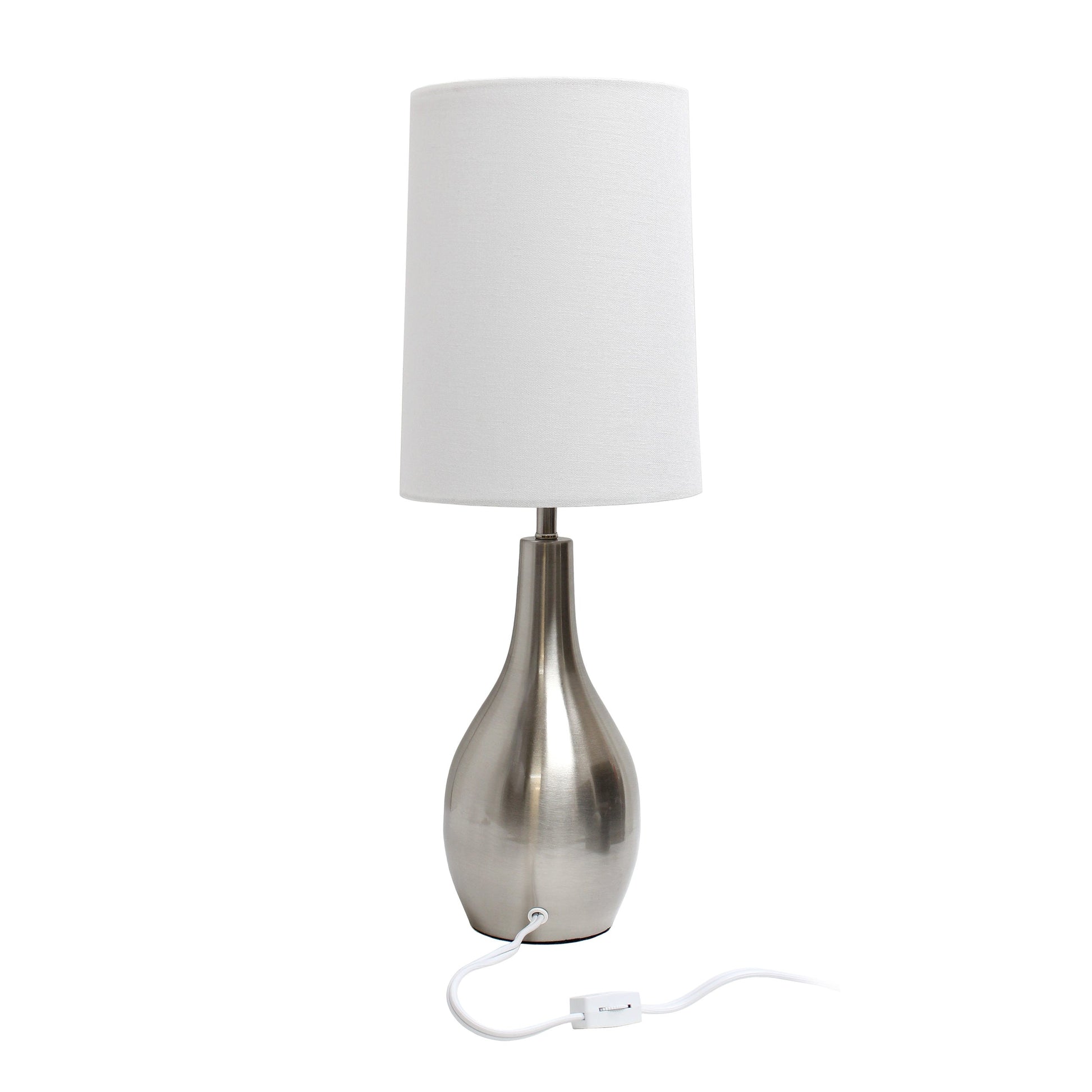 All The Rages Simple Designs Brushed Nickel 1-Light Tear Drop Table Lamp