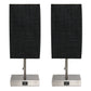All The Rages Simple Designs Brushed Nickel 2-Pack Table Lamps With USB Charging Port & Black Fabric Shades