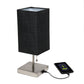 All The Rages Simple Designs Brushed Nickel 2-Pack Table Lamps With USB Charging Port & Black Fabric Shades