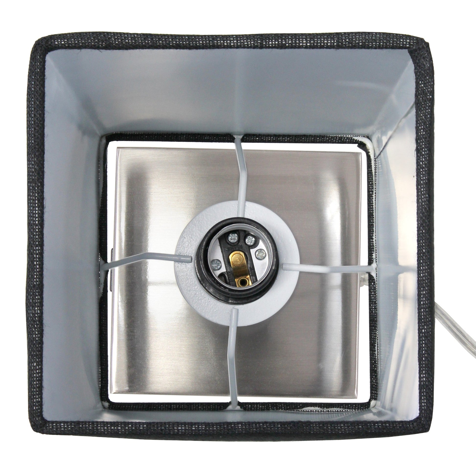 All The Rages Simple Designs Brushed Nickel 2-Pack Table Lamps With USB Charging Port & Black Fabric Shades