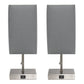 All The Rages Simple Designs Brushed Nickel 2-Pack Table Lamps With USB Charging Port & Gray Fabric Shades