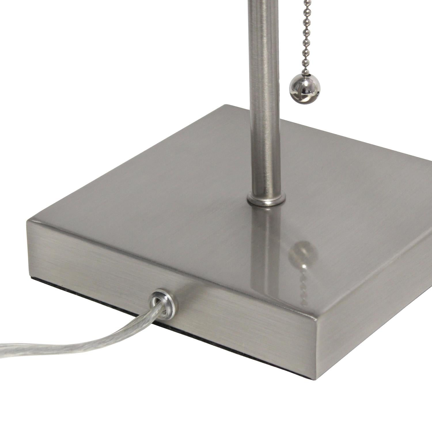 All The Rages Simple Designs Brushed Nickel 2-Pack Table Lamps With USB Charging Port & Gray Fabric Shades