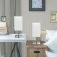 All The Rages Simple Designs Brushed Nickel 2-Pack Table Lamps With USB Charging Port & White Fabric Shades
