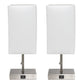 All The Rages Simple Designs Brushed Nickel 2-Pack Table Lamps With USB Charging Port & White Fabric Shades