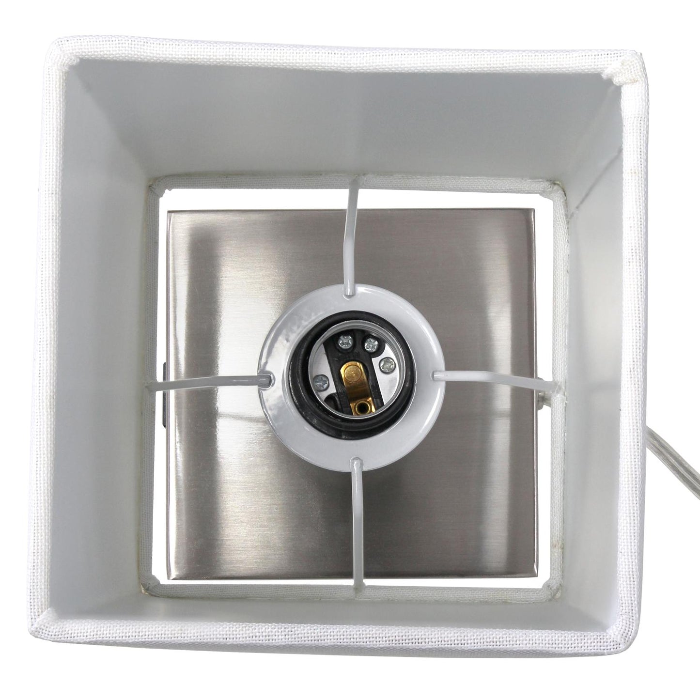 All The Rages Simple Designs Brushed Nickel 2-Pack Table Lamps With USB Charging Port & White Fabric Shades