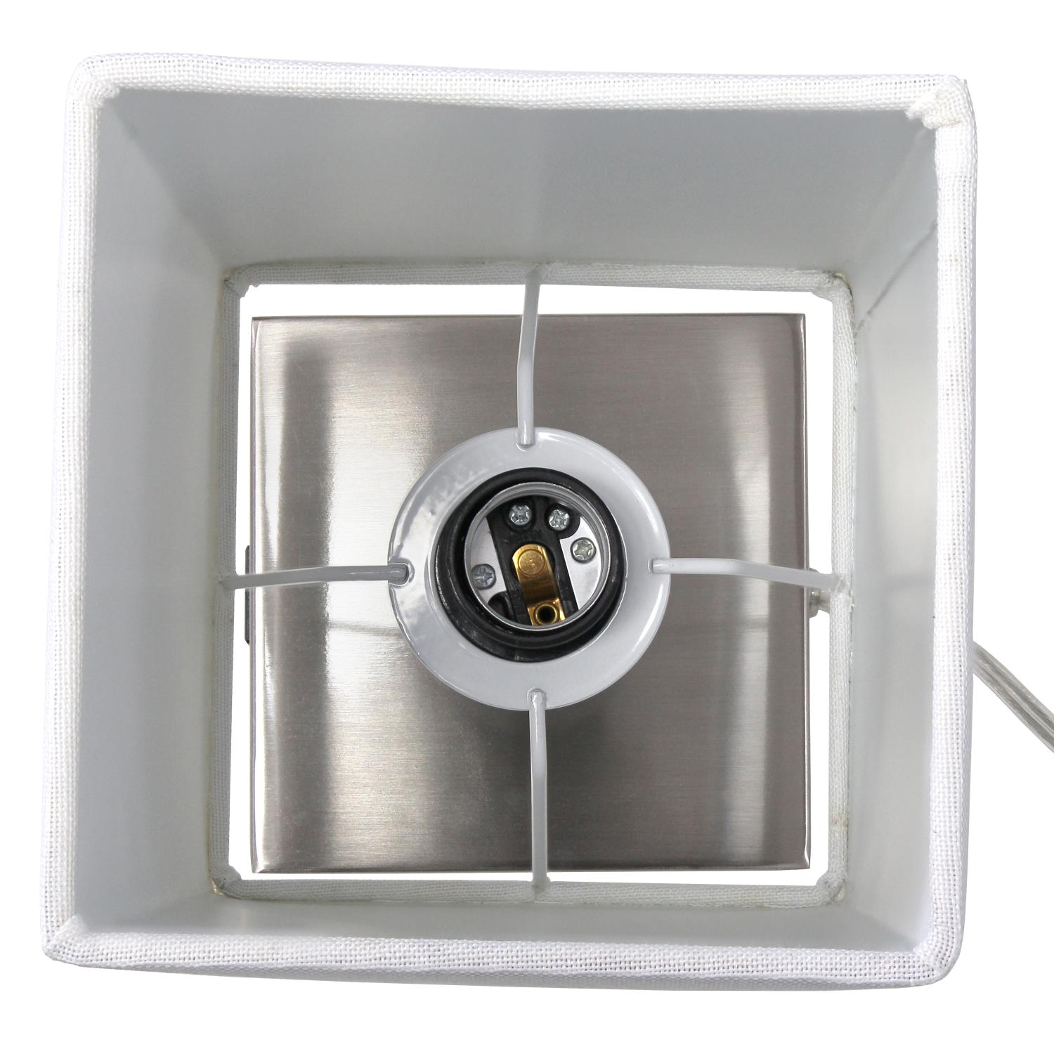 All The Rages Simple Designs Brushed Nickel 2-Pack Table Lamps With USB Charging Port & White Fabric Shades