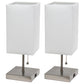 All The Rages Simple Designs Brushed Nickel 2-Pack Table Lamps With USB Charging Port & White Fabric Shades