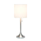 All The Rages Simple Designs Brushed Nickel And White Fabric Drum Shade Tapered Table Lamp