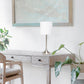 All The Rages Simple Designs Brushed Nickel And White Fabric Drum Shade Tapered Table Lamp