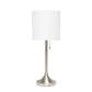 All The Rages Simple Designs Brushed Nickel And White Fabric Drum Shade Tapered Table Lamp