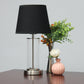 All The Rages Simple Designs Brushed Nickel & Black Encased Metal & Clear Glass Table Lamp