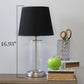 All The Rages Simple Designs Brushed Nickel & Black Encased Metal & Clear Glass Table Lamp