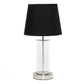 All The Rages Simple Designs Brushed Nickel & Black Encased Metal & Clear Glass Table Lamp