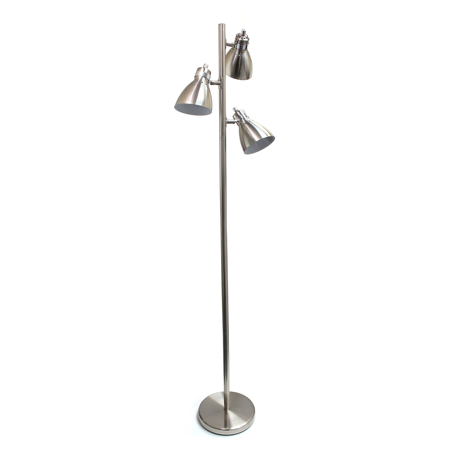 All The Rages Simple Designs Brushed Nickel Finish Metal 3-Light Tree Floor Lamp